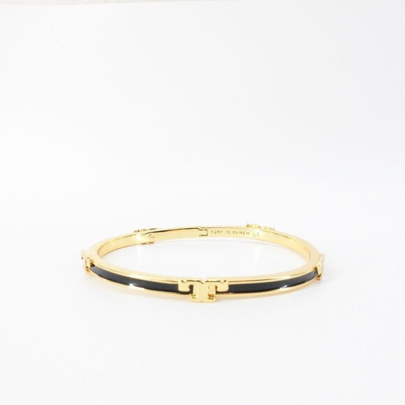 Tory Burch Serif-T Enameled Stackable Bracelet Black OS - Picture 1 of 12